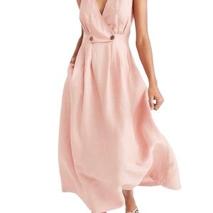 Madewell Rosabella Dusty Pink Midi Linen Dress